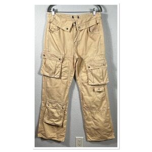 Women’s Tan 8 Pocket Cargo Pants w/Fold Over Waist Flap